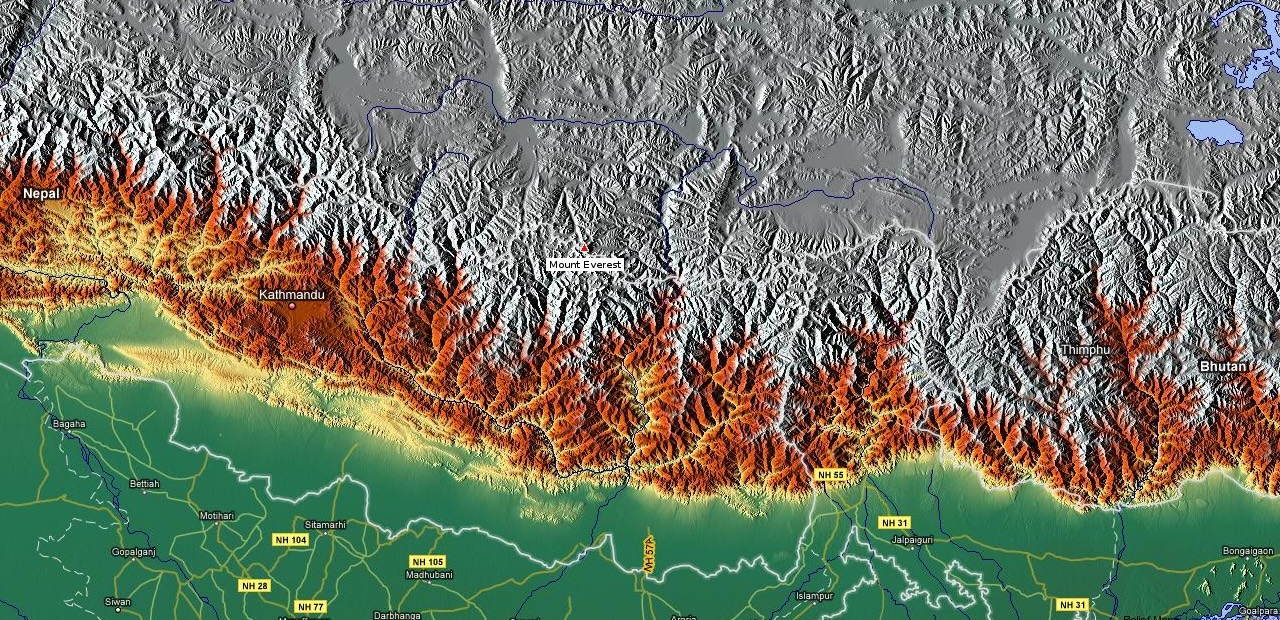 Mount Everest relief map