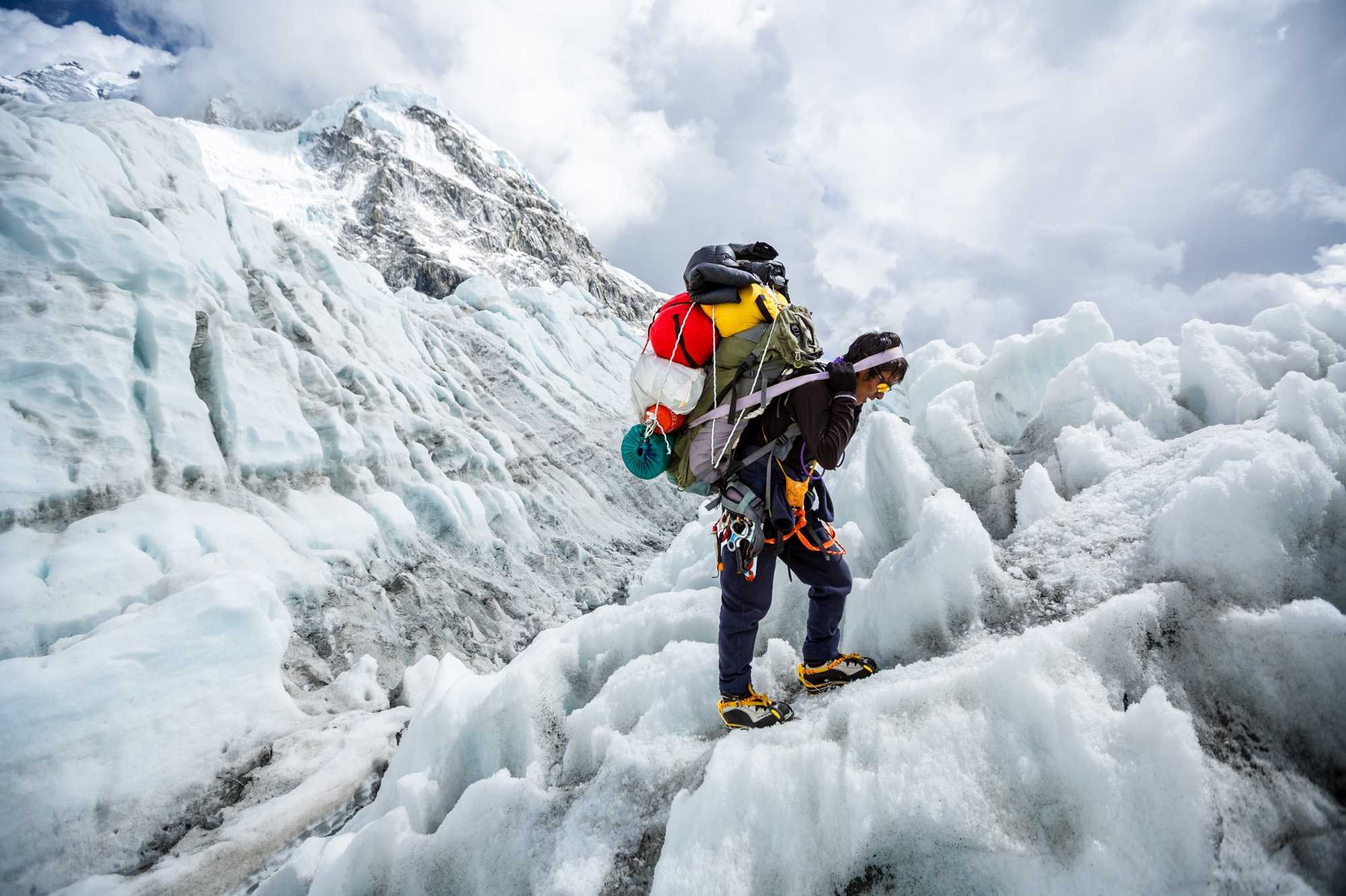 A sherpa on the Khumbu Ice Fall
