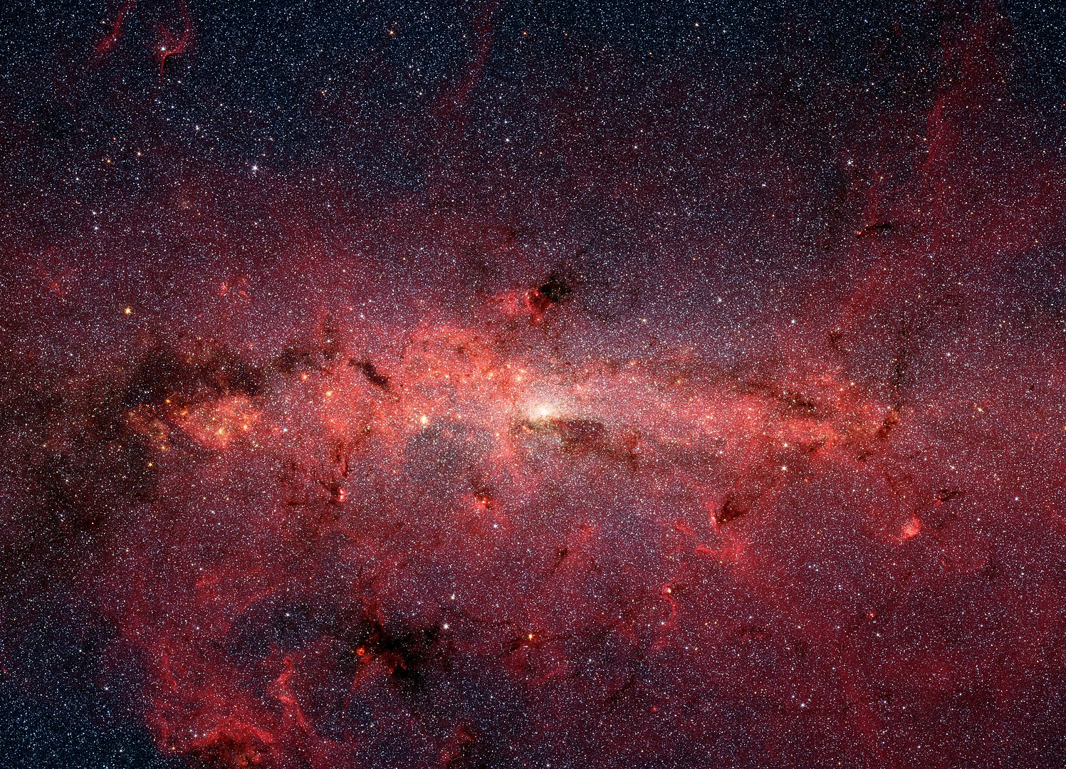 Infrared image from NASA's Spitzer Space Telescope showing hundreds of thousands of stars in the Milky Way galaxy