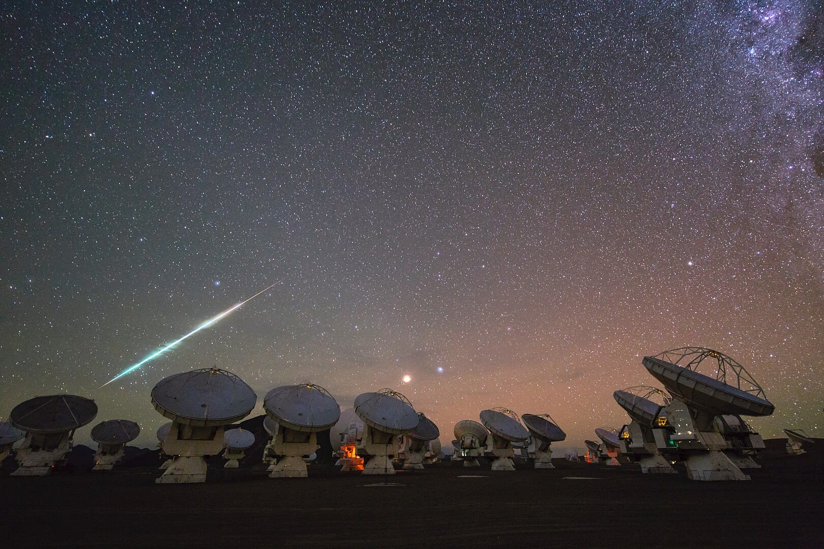 Meteor seen from the site of the Atacama Large Millimeter Array (ALMA)