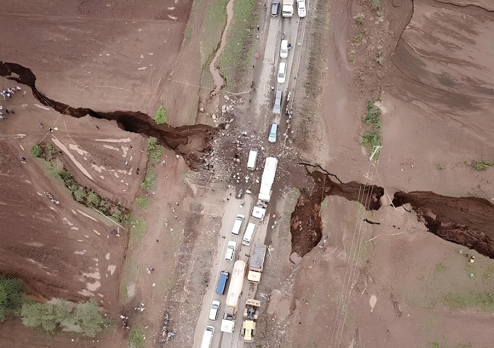 This photo shows a large crack that appeared recently in the Great Rift Valley of East Africa.