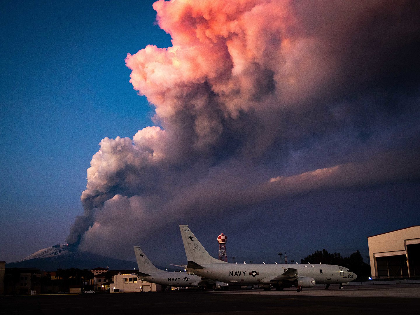 February 2021 eruption seen from Naval Air Station Sigonella