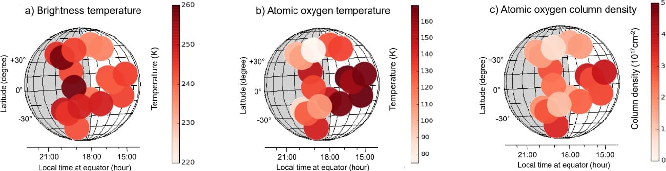 Map of the location, temperature and density of atomic oxygen on Venus 