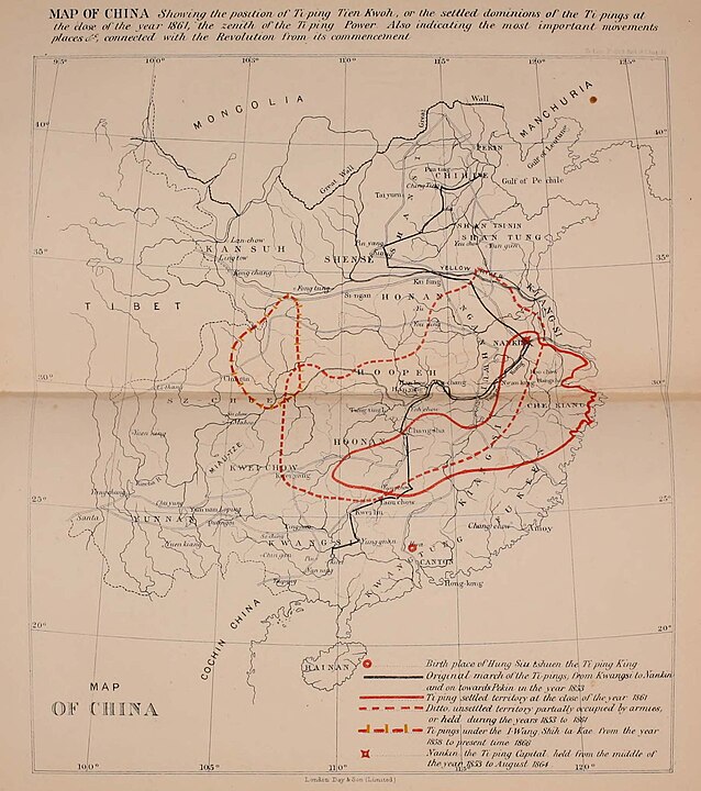 Carte de la rébellion des Taiping, 1866