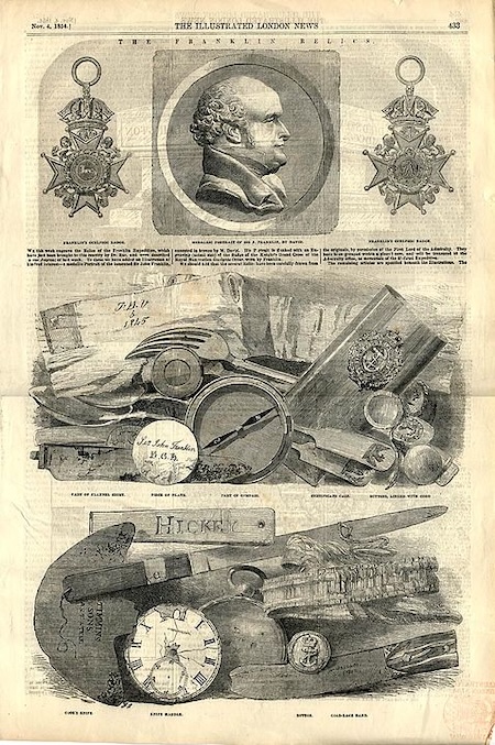 Dessins de reliques de l'expédition de Franklin, Illustrated London News, 1854.