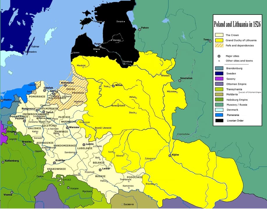 L'union de Pologne-Lituanie en 1526.