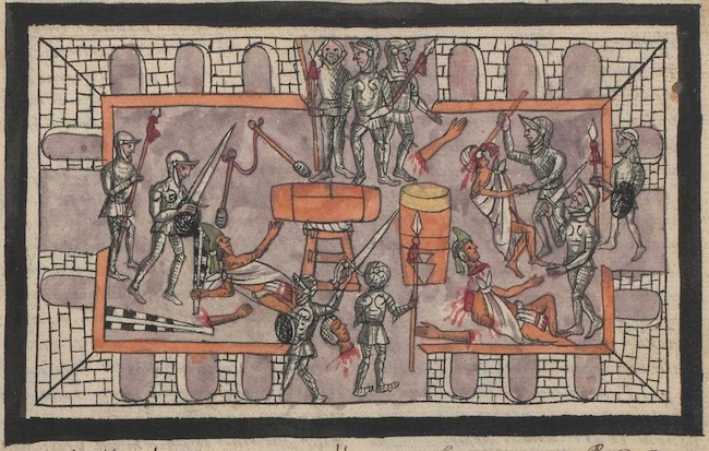 Image du codex Durán où est représenté le massacre du Templo Mayor