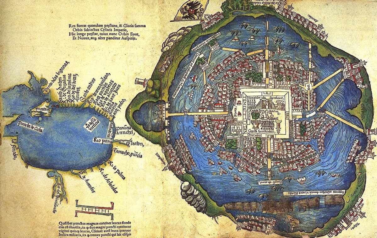 Plan de Mexico-Tenochtitlan publié en 1524